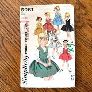 Vintage 1960s Simplicity 5081 Sewing Pattern Girls Sz Sm 7 Day Wardrobe COMPLETE